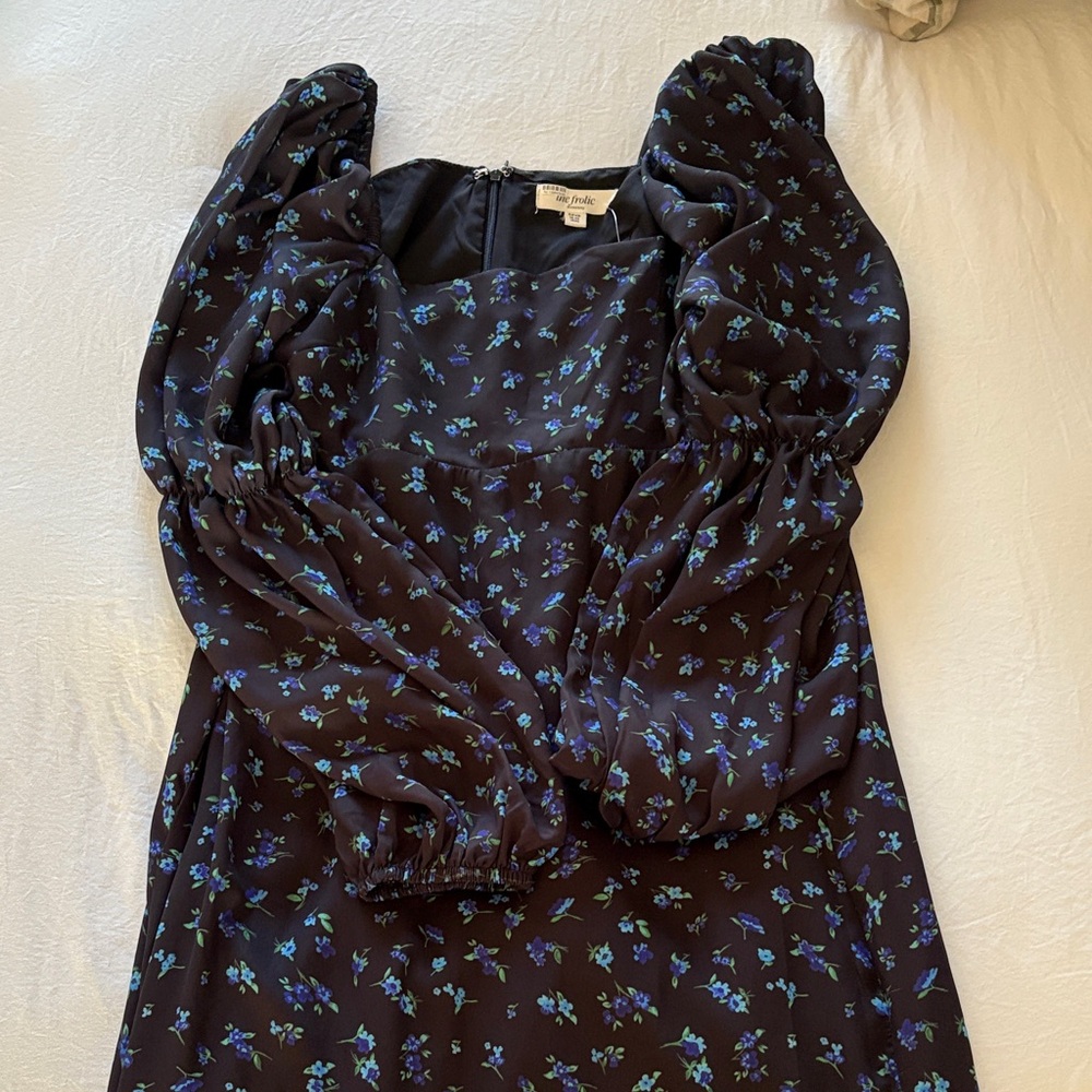 Black Floral Puff Sleeve Dress